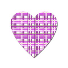 Purple Plaid Pattern Heart Magnet by Valentinaart