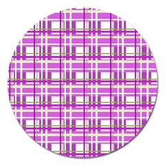 Purple Plaid Pattern Magnet 5  (round) by Valentinaart