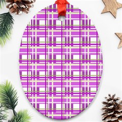 Purple Plaid Pattern Oval Ornament (two Sides) by Valentinaart