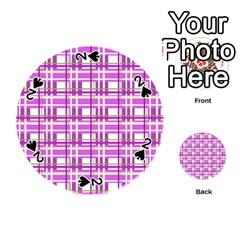 Purple Plaid Pattern Playing Cards 54 (round) 