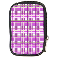 Purple Plaid Pattern Compact Camera Cases by Valentinaart