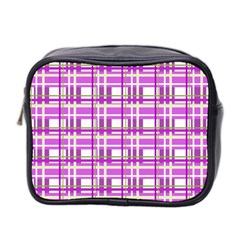 Purple Plaid Pattern Mini Toiletries Bag 2-side by Valentinaart