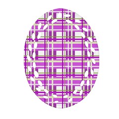 Purple Plaid Pattern Ornament (oval Filigree)  by Valentinaart