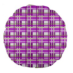 Purple Plaid Pattern Large 18  Premium Round Cushions by Valentinaart