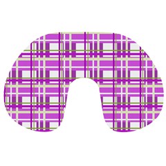 Purple Plaid Pattern Travel Neck Pillows by Valentinaart