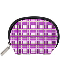 Purple Plaid Pattern Accessory Pouches (small)  by Valentinaart