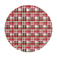 Red plaid pattern Ornament (Round) 