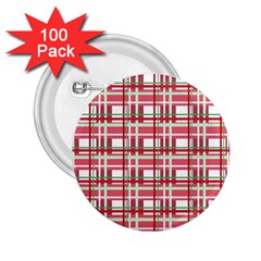 Red Plaid Pattern 2 25  Buttons (100 Pack)  by Valentinaart