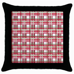 Red plaid pattern Throw Pillow Case (Black)