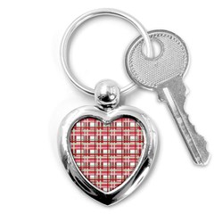 Red plaid pattern Key Chains (Heart) 