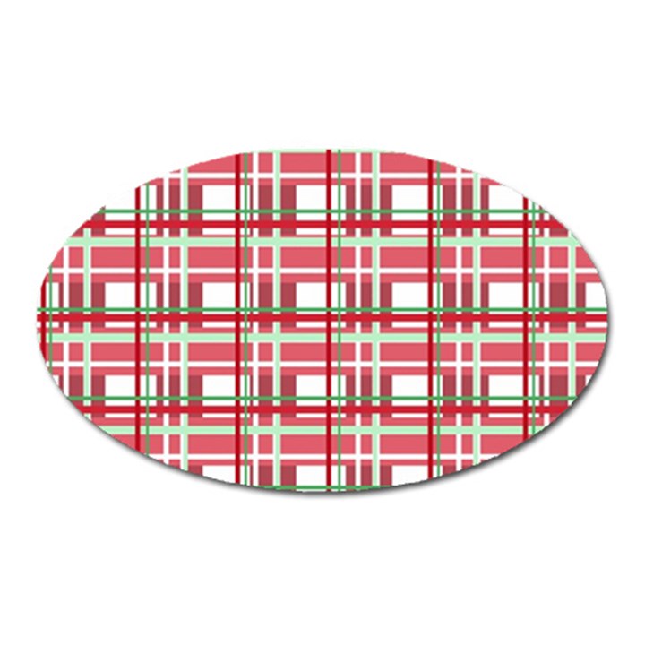 Red plaid pattern Oval Magnet