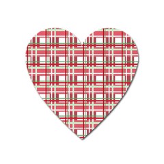 Red Plaid Pattern Heart Magnet by Valentinaart