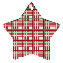 Red Plaid Pattern Star Ornament (two Sides)  by Valentinaart