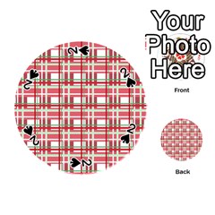 Red Plaid Pattern Playing Cards 54 (round)  by Valentinaart