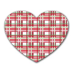 Red Plaid Pattern Heart Mousepads by Valentinaart