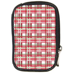 Red Plaid Pattern Compact Camera Cases by Valentinaart