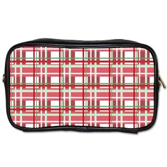 Red Plaid Pattern Toiletries Bags by Valentinaart