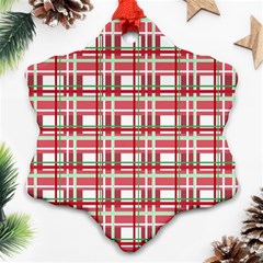 Red plaid pattern Snowflake Ornament (2-Side)