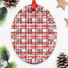 Red plaid pattern Ornament (Oval Filigree) 