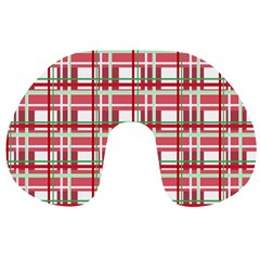 Red Plaid Pattern Travel Neck Pillows by Valentinaart