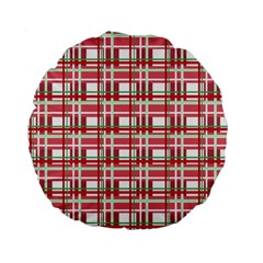 Red Plaid Pattern Standard 15  Premium Flano Round Cushions by Valentinaart