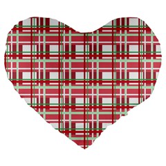 Red plaid pattern Large 19  Premium Flano Heart Shape Cushions