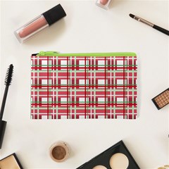 Red Plaid Pattern Cosmetic Bag (xs) by Valentinaart