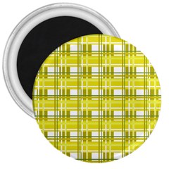 Yellow Plaid Pattern 3  Magnets by Valentinaart