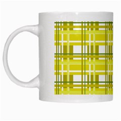 Yellow Plaid Pattern White Mugs by Valentinaart