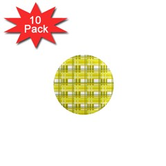 Yellow Plaid Pattern 1  Mini Magnet (10 Pack)  by Valentinaart