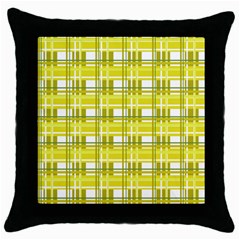 Yellow Plaid Pattern Throw Pillow Case (black) by Valentinaart