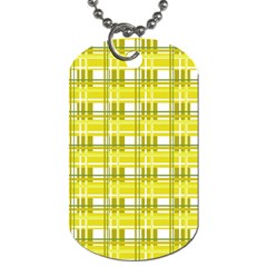 Yellow Plaid Pattern Dog Tag (one Side) by Valentinaart