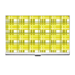 Yellow Plaid Pattern Business Card Holders by Valentinaart