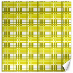 Yellow Plaid Pattern Canvas 12  X 12   by Valentinaart