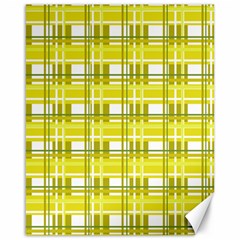 Yellow Plaid Pattern Canvas 16  X 20   by Valentinaart