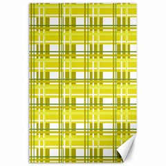 Yellow Plaid Pattern Canvas 24  X 36  by Valentinaart