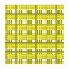 Yellow Plaid Pattern Medium Glasses Cloth by Valentinaart