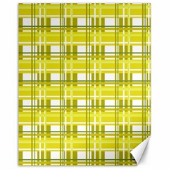 Yellow Plaid Pattern Canvas 11  X 14   by Valentinaart