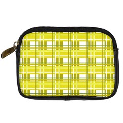 Yellow Plaid Pattern Digital Camera Cases by Valentinaart