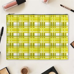 Yellow Plaid Pattern Cosmetic Bag (xl) by Valentinaart