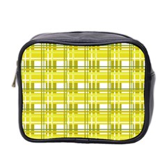 Yellow Plaid Pattern Mini Toiletries Bag 2-side by Valentinaart