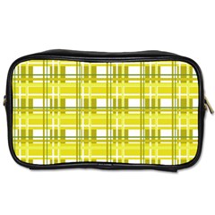 Yellow Plaid Pattern Toiletries Bags 2-side by Valentinaart