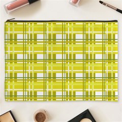 Yellow Plaid Pattern Cosmetic Bag (xxxl)  by Valentinaart