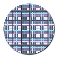 Decorative Plaid Pattern Round Mousepads by Valentinaart