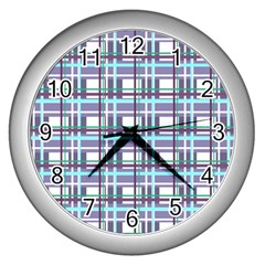 Decorative Plaid Pattern Wall Clocks (silver)  by Valentinaart