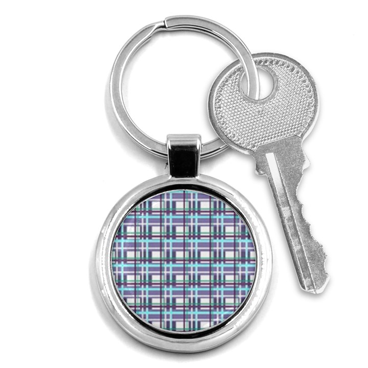 Decorative plaid pattern Key Chains (Round) 