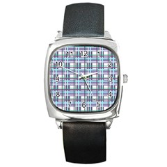 Decorative Plaid Pattern Square Metal Watch by Valentinaart