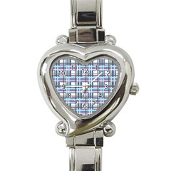 Decorative Plaid Pattern Heart Italian Charm Watch by Valentinaart