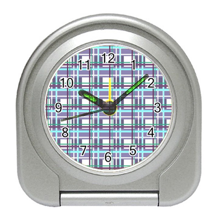 Decorative plaid pattern Travel Alarm Clocks