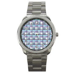 Decorative Plaid Pattern Sport Metal Watch by Valentinaart